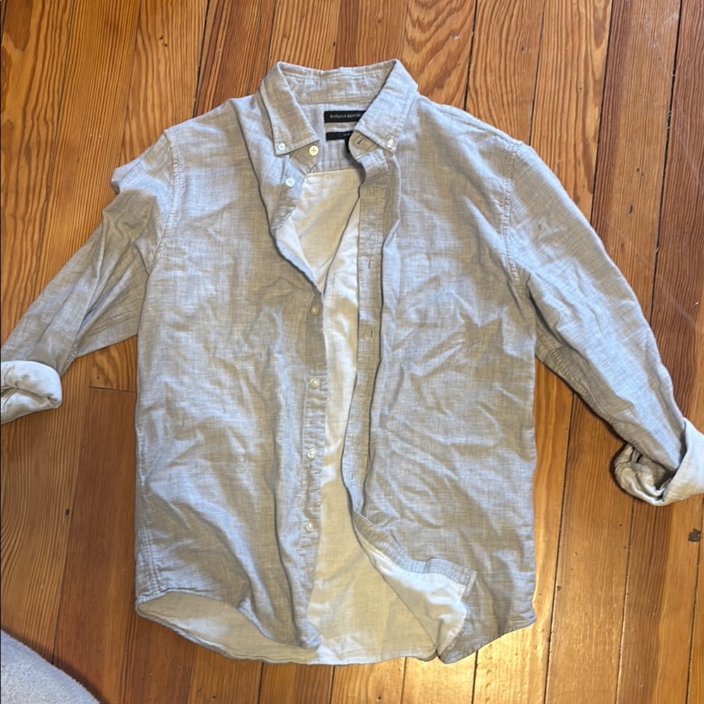Banana Republic Slim Fit Light Gray Button-Up Shirt